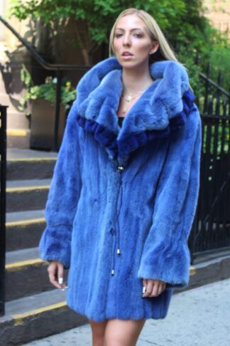 Blue Mink Stroller Sheared Mink Trim Hood 84848