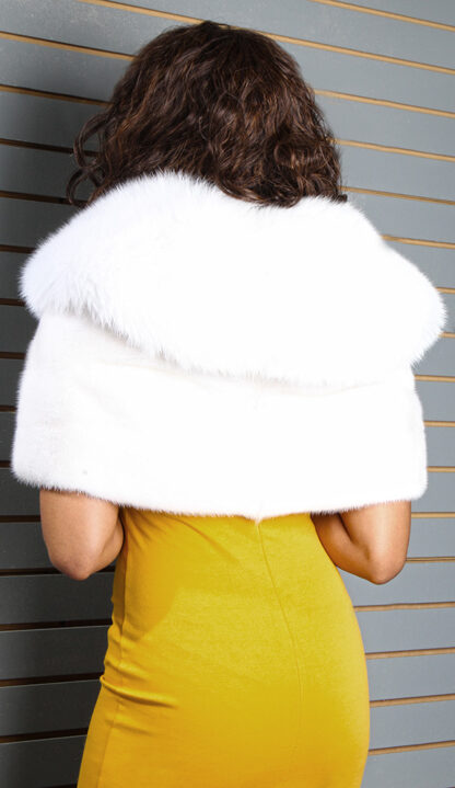 White Mink Cape White Fox Fur Collar 1881 - Image 2