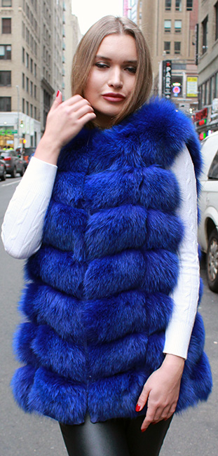 Navy Blue Fox Fur Vest 98799