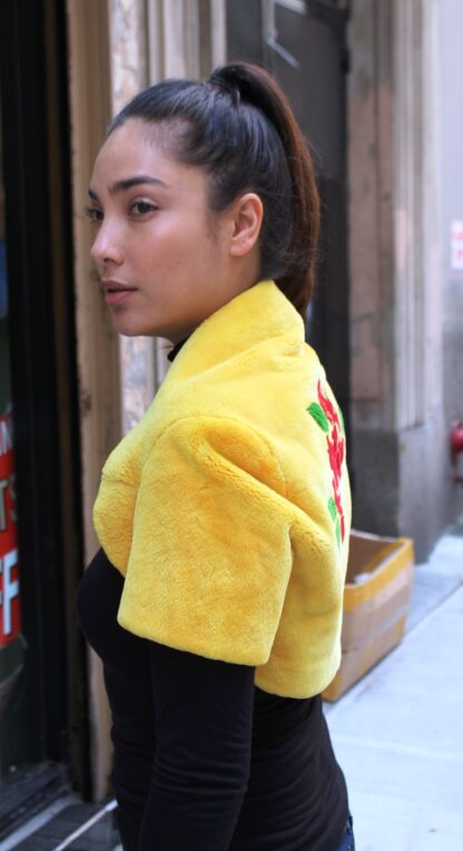 Zuki Yellow Sheared Beaver Shrug 8876 - Image 3