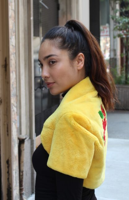 Zuki Yellow Sheared Beaver Shrug 8876 - Image 6