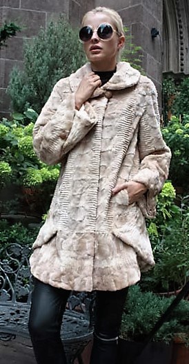 Ivory Sheared Mink Fur Laser Cut Mink Stroller 65334