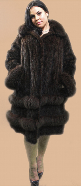 Plus Size Brown Knit Mink Stroller Matching Fox 63321