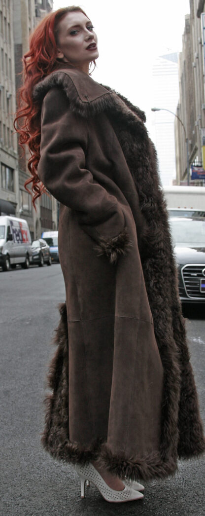 Brown Reversible Shearling Coat - Image 3