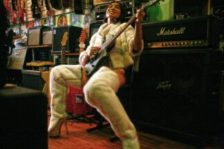 White Mink Fur Leggings Guitar Play
