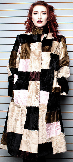 Multi Colored Old School Swakara Fur Coat 4547