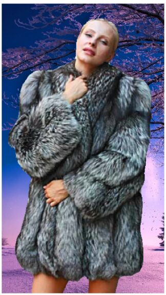 Casual Silver Fox Fur Stroller 8866