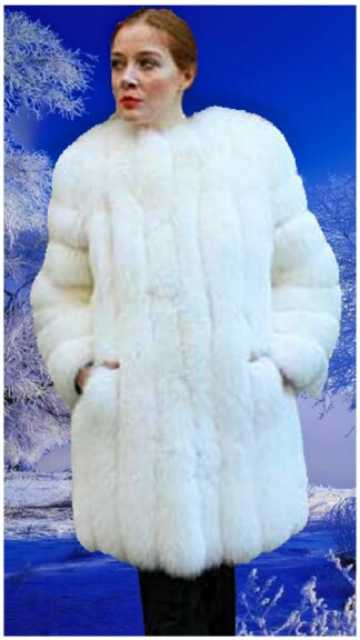 White Fox Fur Stroller Diagonal Fur Sleeves 88912