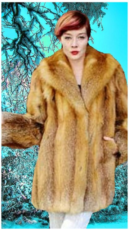 Beautiful Red Fox Fur Stroller Shawl Collar Straight Sleeves 9967