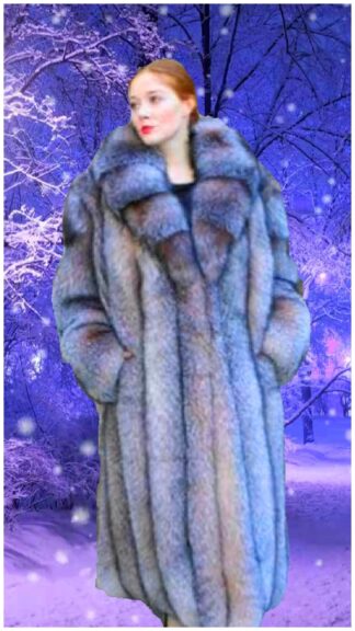 Full Length Crystal Fox Fur Coat 7024