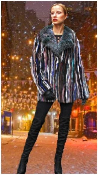 Multi Colored Mink Fur Fox Fur Jacket 2554
