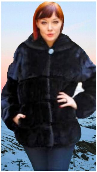 Hooded Ranch Mink Jacket Horizontal Cut 1144