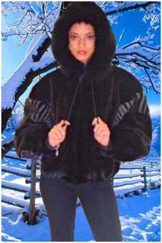 Ranch Mink Jacket Blue Iris Mink Fur Inserts 2998