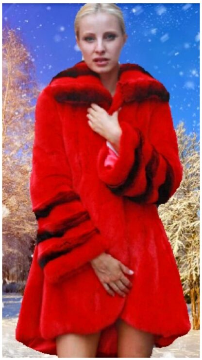 Red Mink Fur Stroller Chinchilla Wing Collar Bell Cuffs 22125