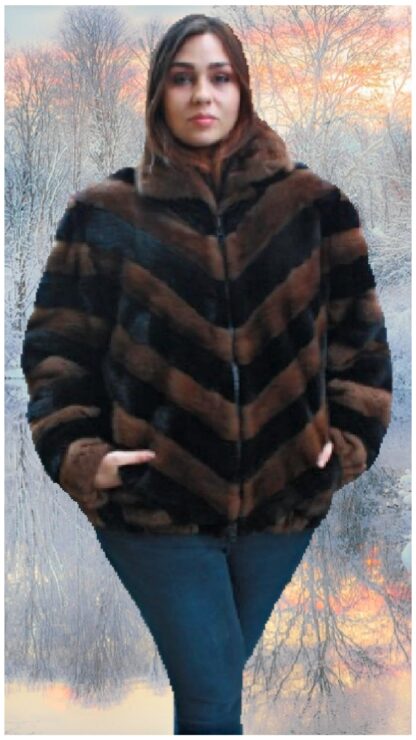 Plus Size Mink Bomber Jacket Ranch Mahogany 99834