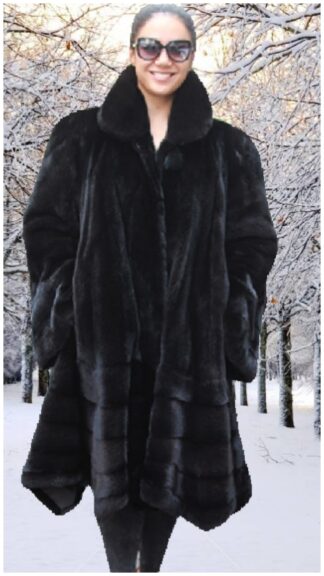 Plus Size Black Ranch Mink Fur Swing Stroller 3232
