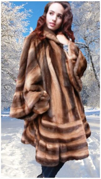 Plus Size Whiskey Brown Mink Stroller Kimono Style 67754