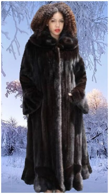 Plus Size Designer Mahogany Female Mink Coat 6523