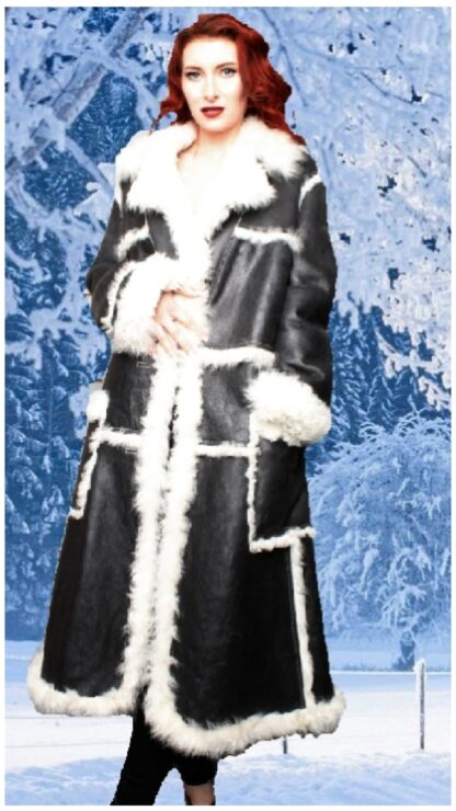 Black and White Shearling Coat 5675