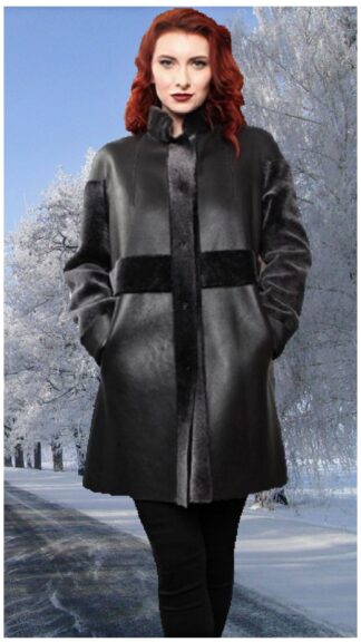 Black Shearling Coat 2976