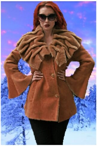 Tan Shearling Jacket Sharpei Collar