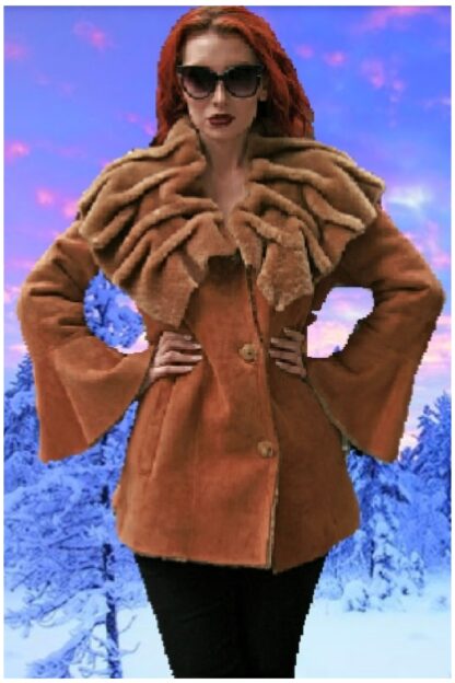 Tan Shearling Jacket Sharpei Collar