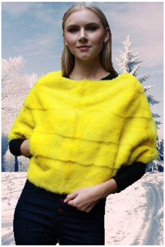 Yellow Mink Fur Capelet
