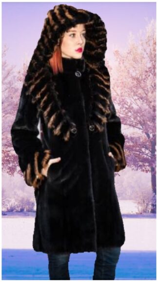 Black Mink Stroller Black Fox Red Fox Trim Hood 7733