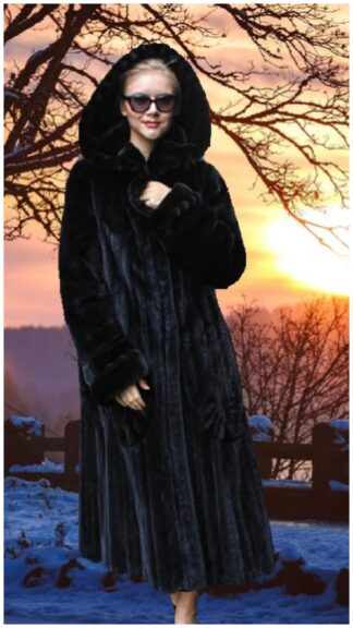 Blackglama Directional Mink Coat with Hood 2095