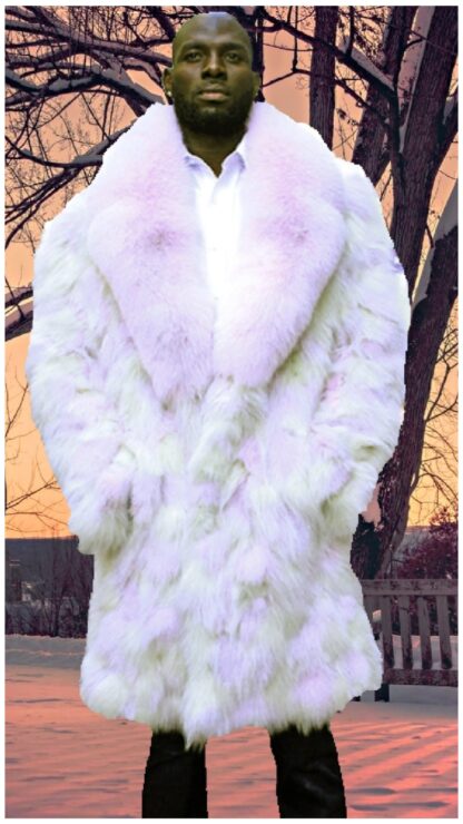 Multi Colored Fox Fur Coat Lavender Fox Fur Collar 87392