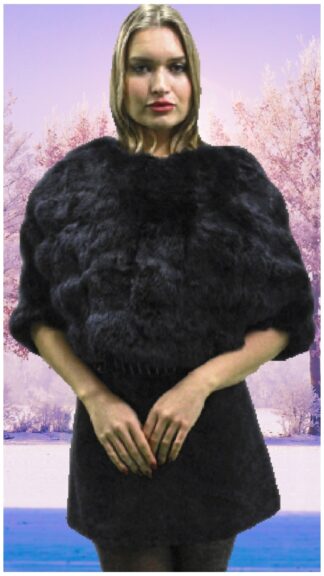 Black Rex Rabbit Fur Capelet 28865