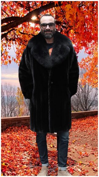MENS BLACKGLAMA MINK STOLLER FOX COLLAR 4432