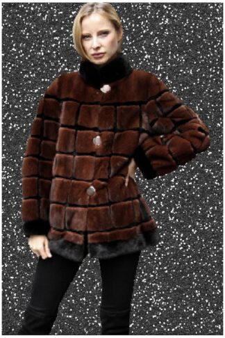 Burnt Orange Mink Fur Jacket Black Mink Fur Inserts 2843