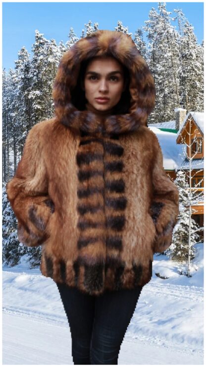 Hooded Raccoon Fur Jacket 21078