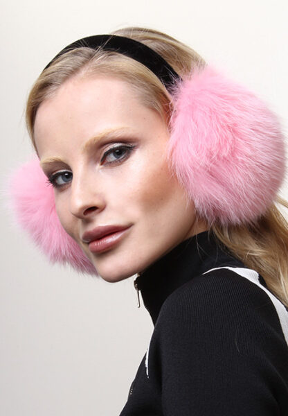 Pink Fox Fur Earmuffs 0212 - Image 3