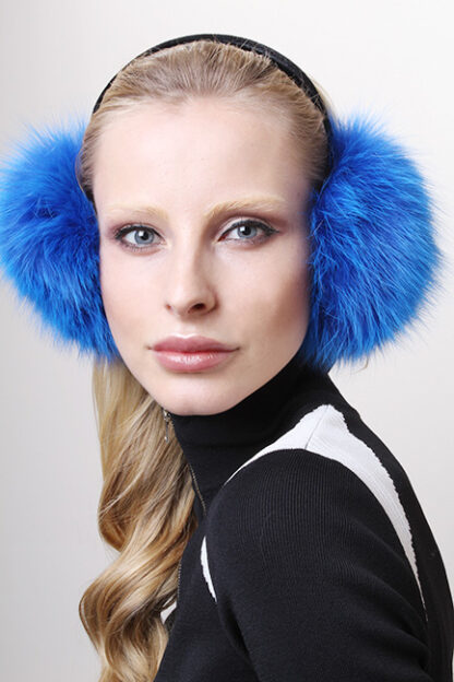 Royal Blue Fox Ear Muffs 3035 - Image 2