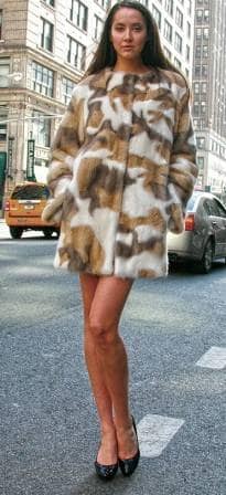 Multi Colored Mink Fur Stroller Army Jacket 887776