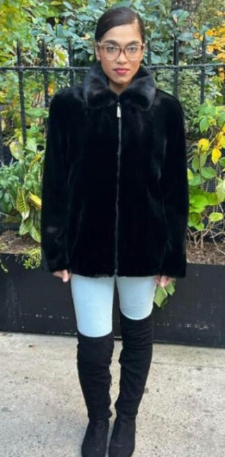 Classic Black Mink Jacket Zipper Closing 7654