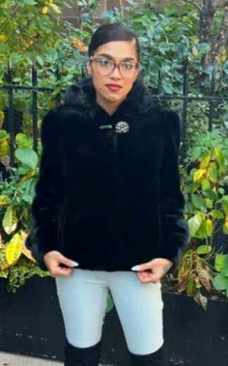 Black Mink Hooded Jacket 57757 size 4-6