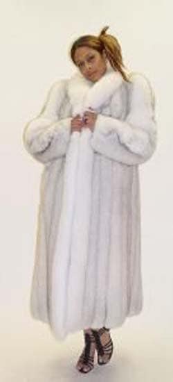 Blue Fox Fur Coat White Fox Fur Trim 1245