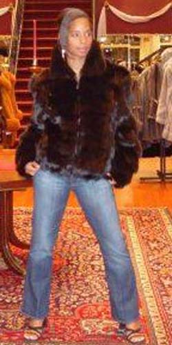 Brown Fox Fur Jacket Diamond Cut 7755