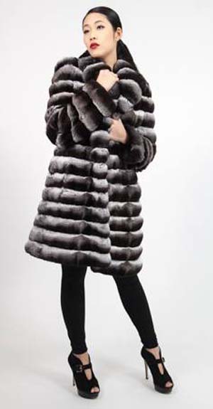 Amazing 7/8 Chinchilla Fur Horizontal Stroller 0623