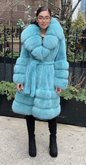Tiffany Blue Mink Coat Fox Collar Trimmings 88988
