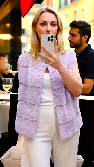Horizontal lavender Mink Vest 7433