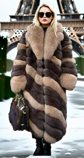 Two Tone Brown Fox Coat 3337