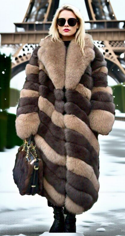 Two Tone Brown Fox Coat 3337