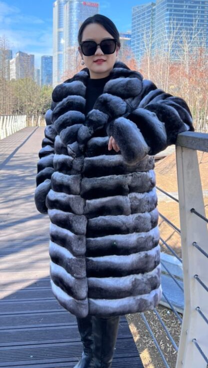 Magnificent Horizontal Chinchilla Coat 8765 - Image 3