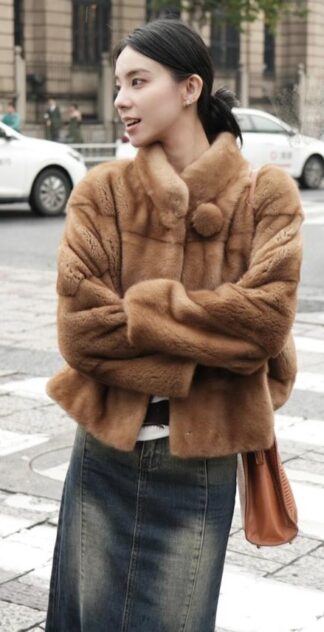 Horizontal Whiskey Mink Jacket 8344