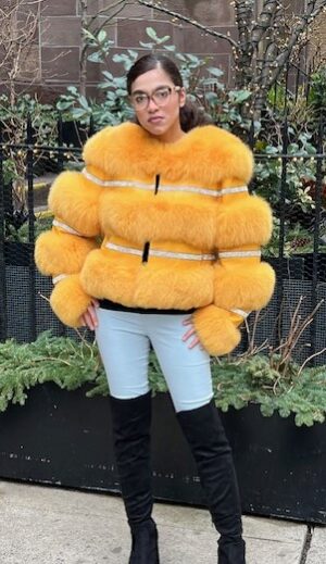 Yellow Fox Jacket Horizontal Rhinestones 7737