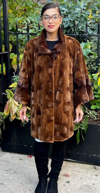 Cognac Sheared Mink Cape 37773